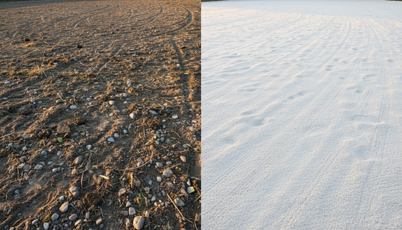 Before and after arena sand cleaning