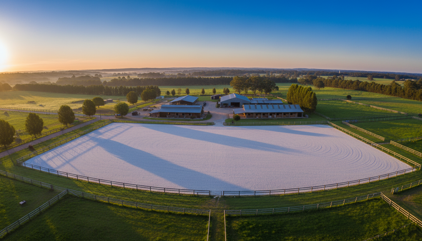 Pristine white sand horse arena